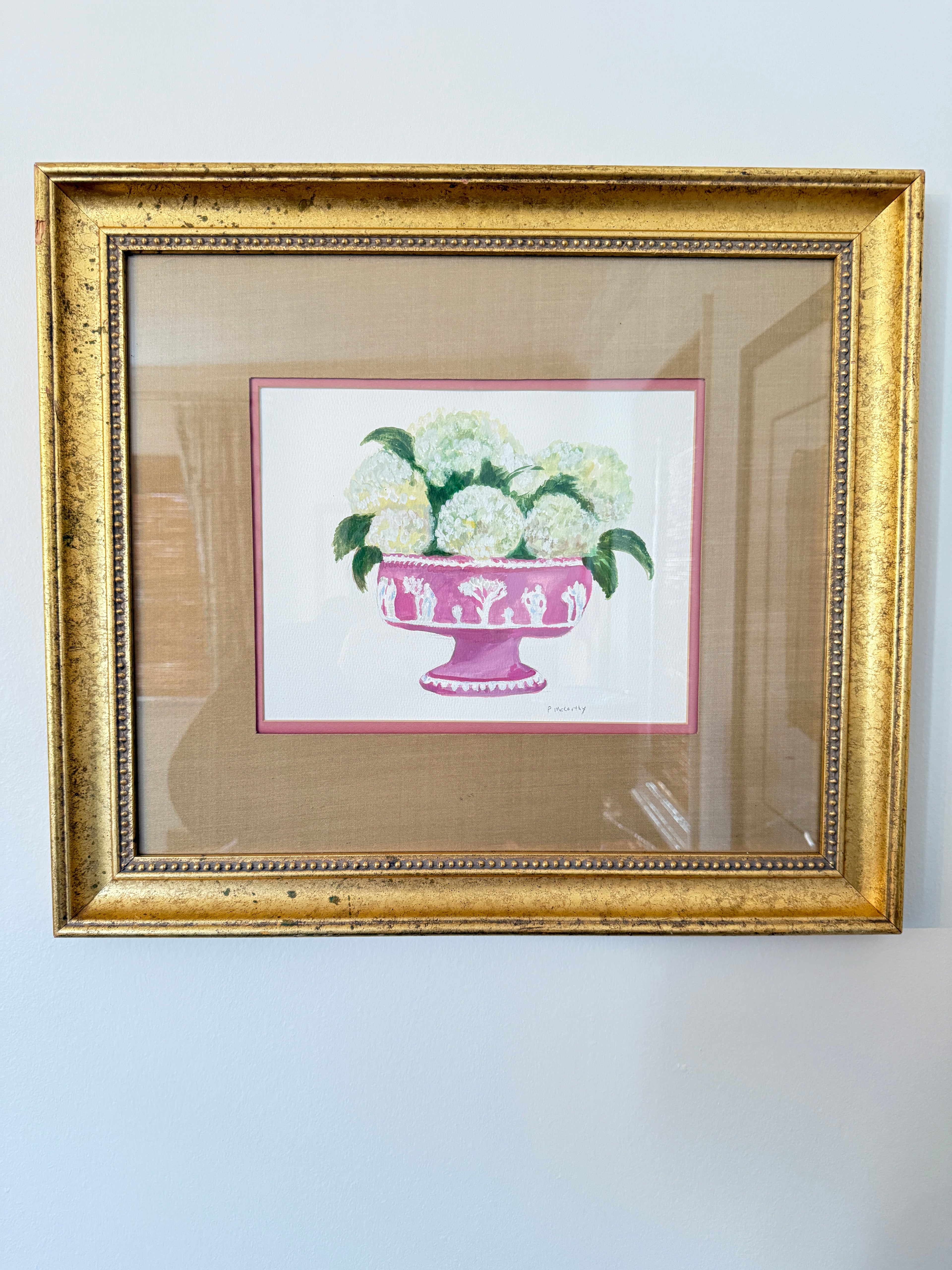 Pat McCarthy, Hydrangeas in Pink Jasperware Bowl