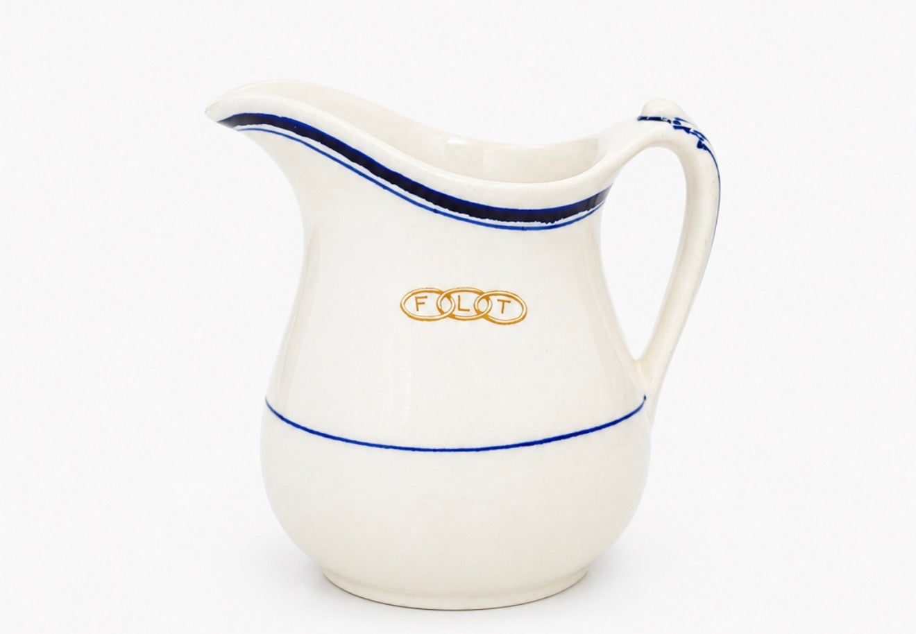Antique John Maddock & Sons Vitrified Ironstone Pitcher, FLT Monogram Hotel Ware, England