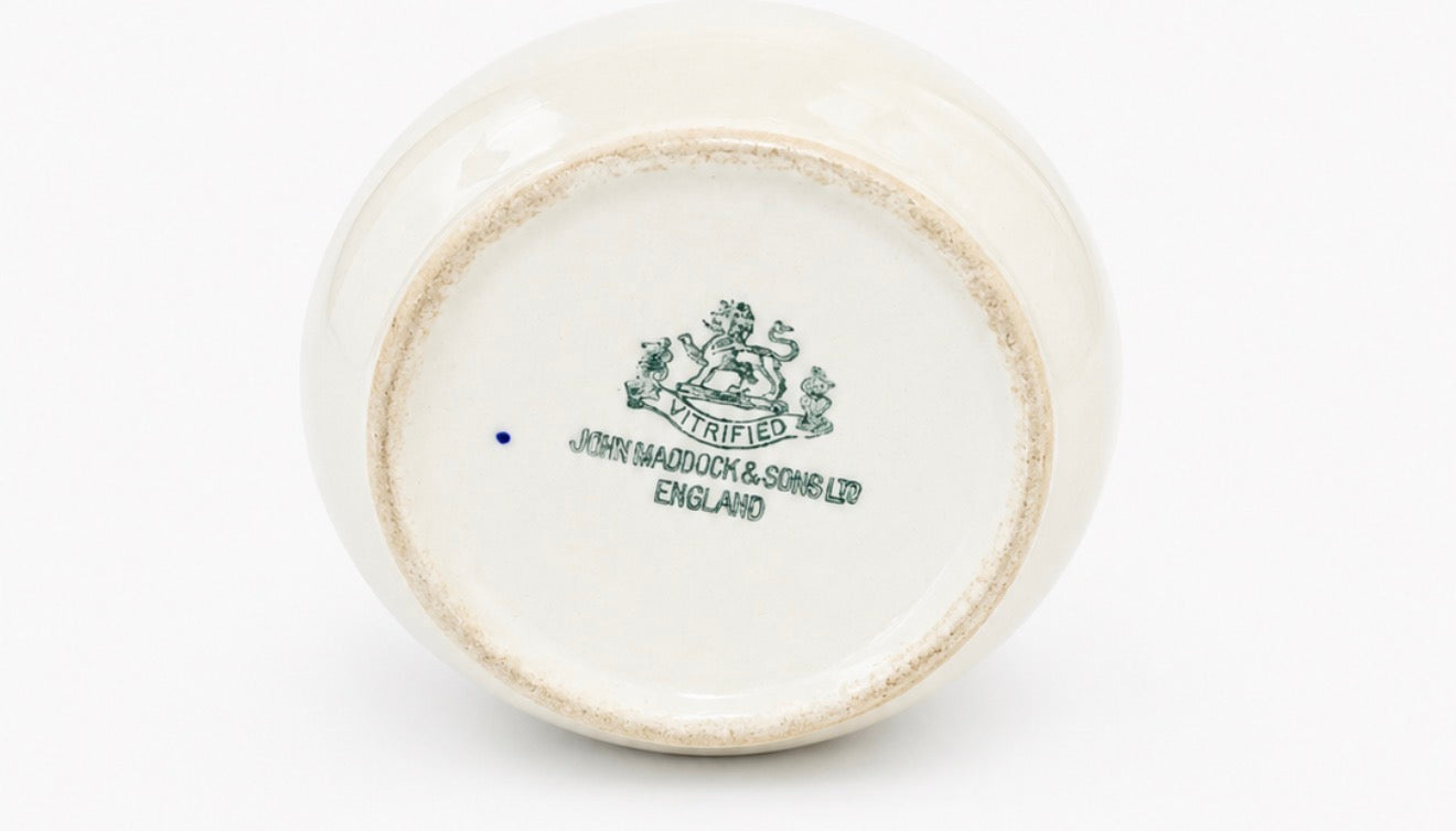 Antique John Maddock & Sons Vitrified Ironstone Pitcher, FLT Monogram Hotel Ware, England