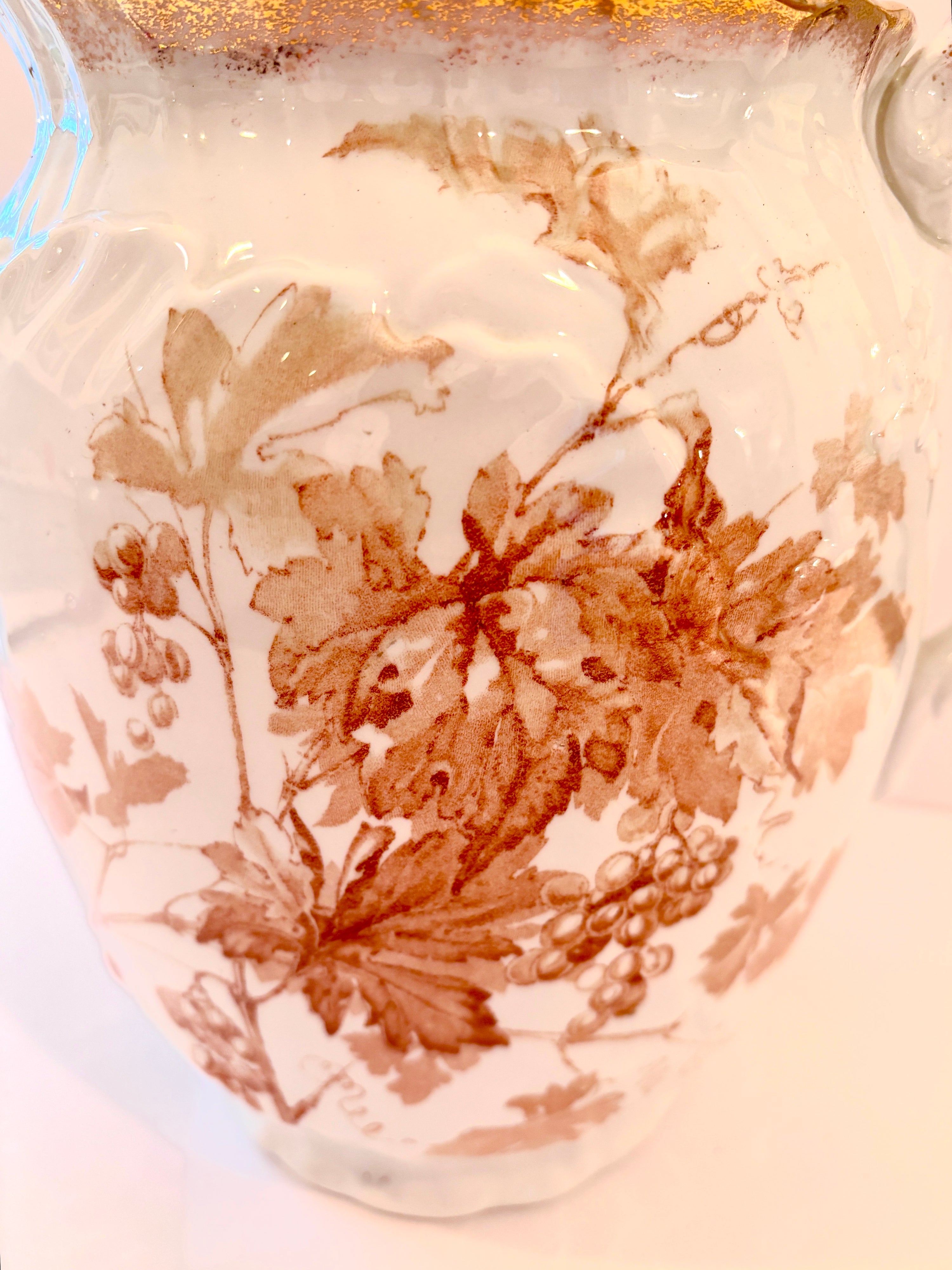 Ridgways muscatel pitcher, handle detail