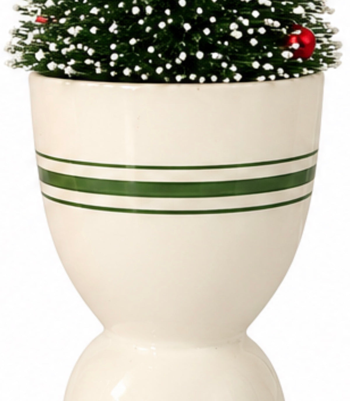 Vintage Ceramic Egg Cups – Floral, Red Transferware & Green Stripe Set of 3 (Miniature trees not included)