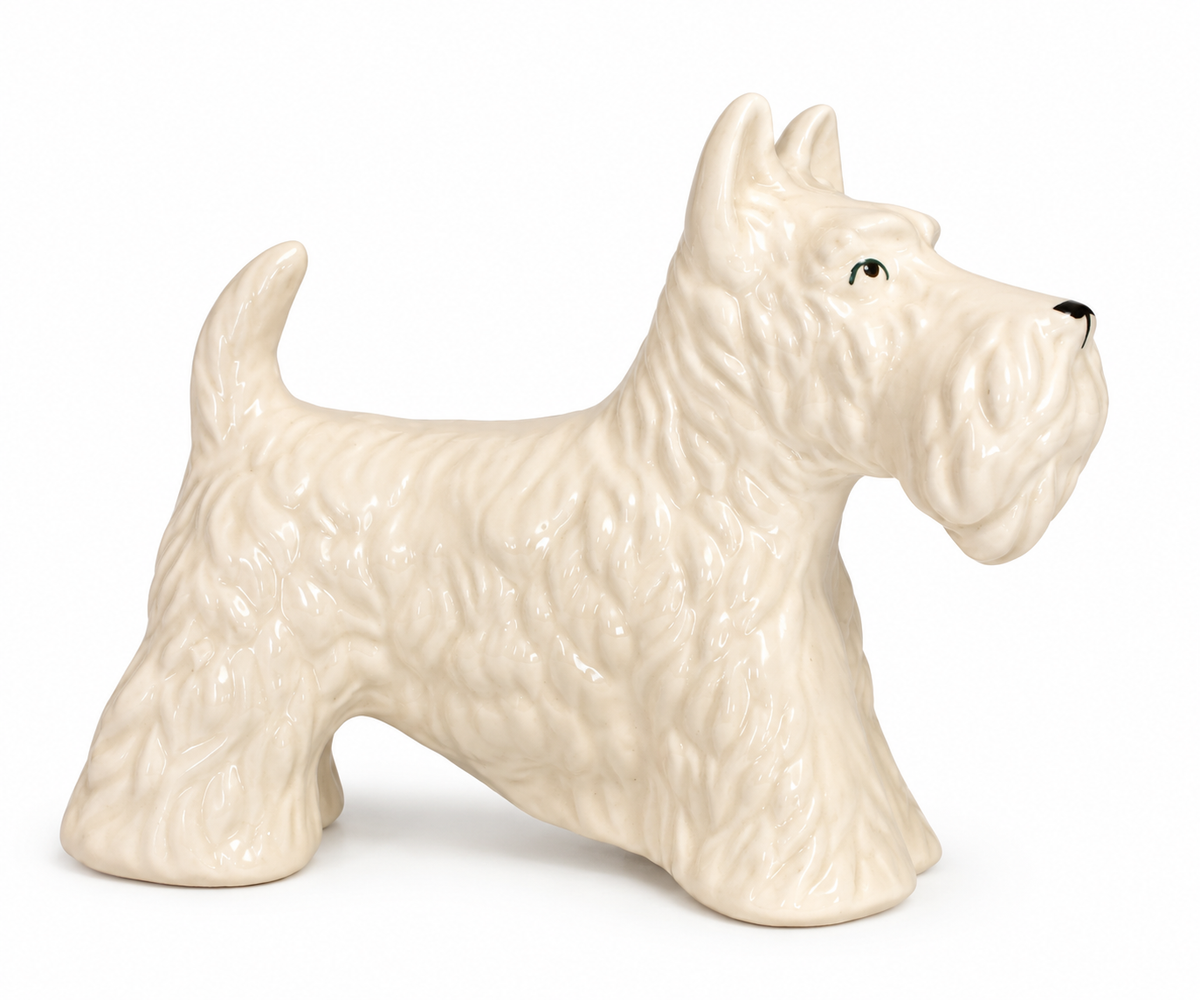 Vintage Ivory Ceramic Scottie Dog Figurine