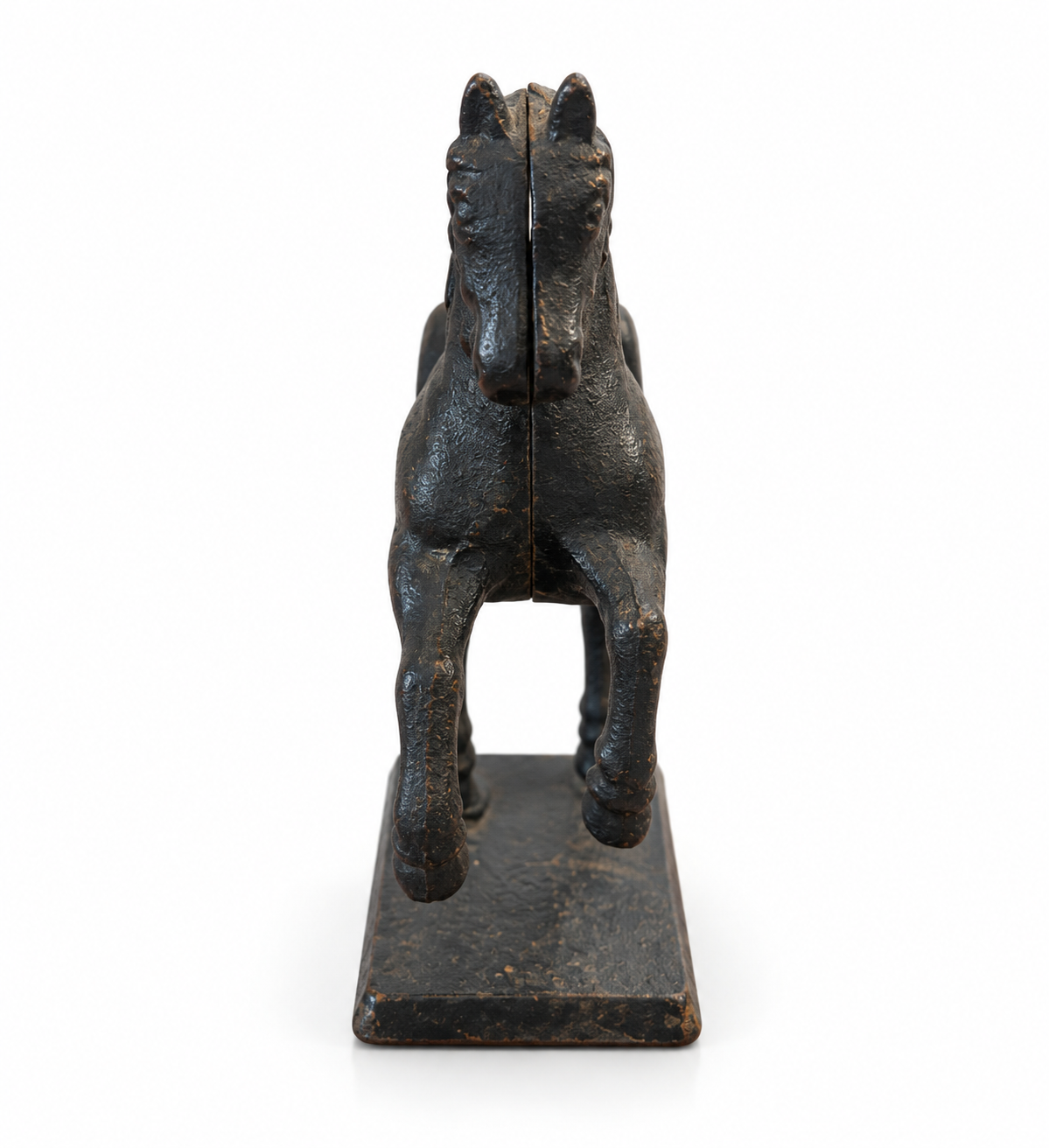 Vintage Cast-Metal Rearing Horse Bank – Dark Patina