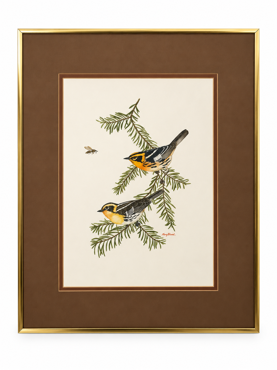 Vintage Signed Original Cardinal Artwork by Mary Bland