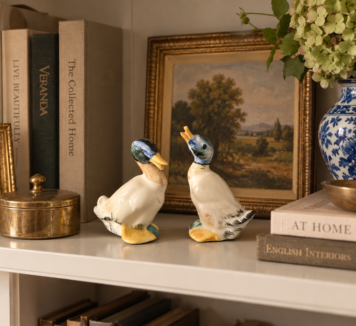 Vintage Ceramic Duck Figurines, Pair