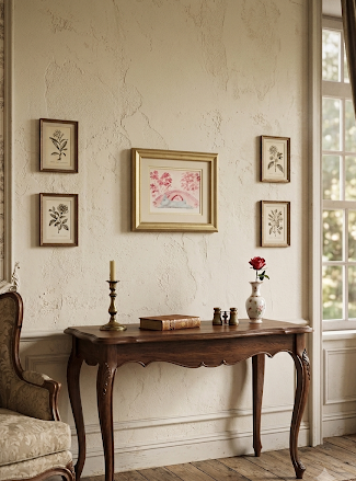 Vintage Watercolor Painting of a Rabbit — Pink Chinoiserie Garden, Signed Pat McCarthy