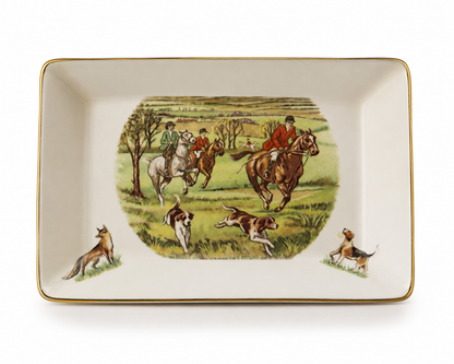 Vintage County Ware England Fox Hunt Trinket Dish | Gilt Rim Equestrian Ceramic Tray | English Hunting Scene Catchall