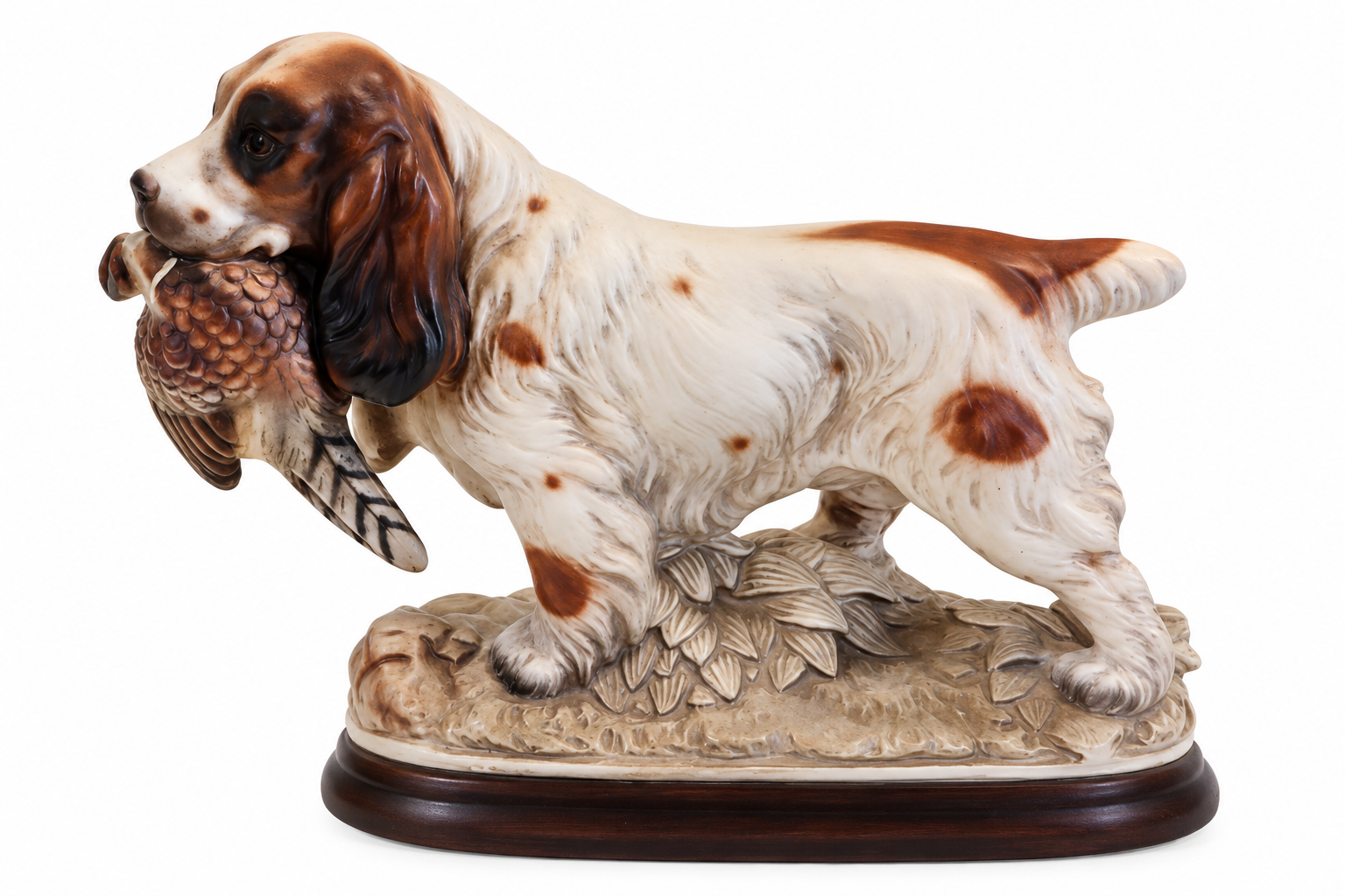 Vintage Porcelain Hunting Spaniel Figurine with Game Bird