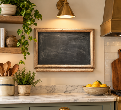 Antique Rustic Framed Chalkboard with Wooden Chalk Ledge