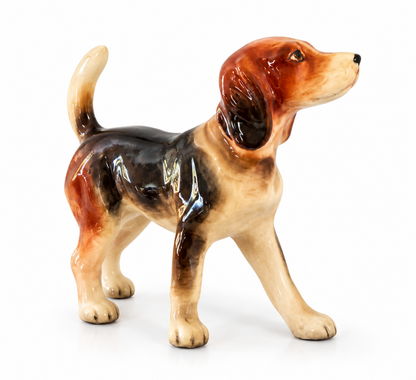 Vintage Glazed Ceramic Hound Dog Figurine