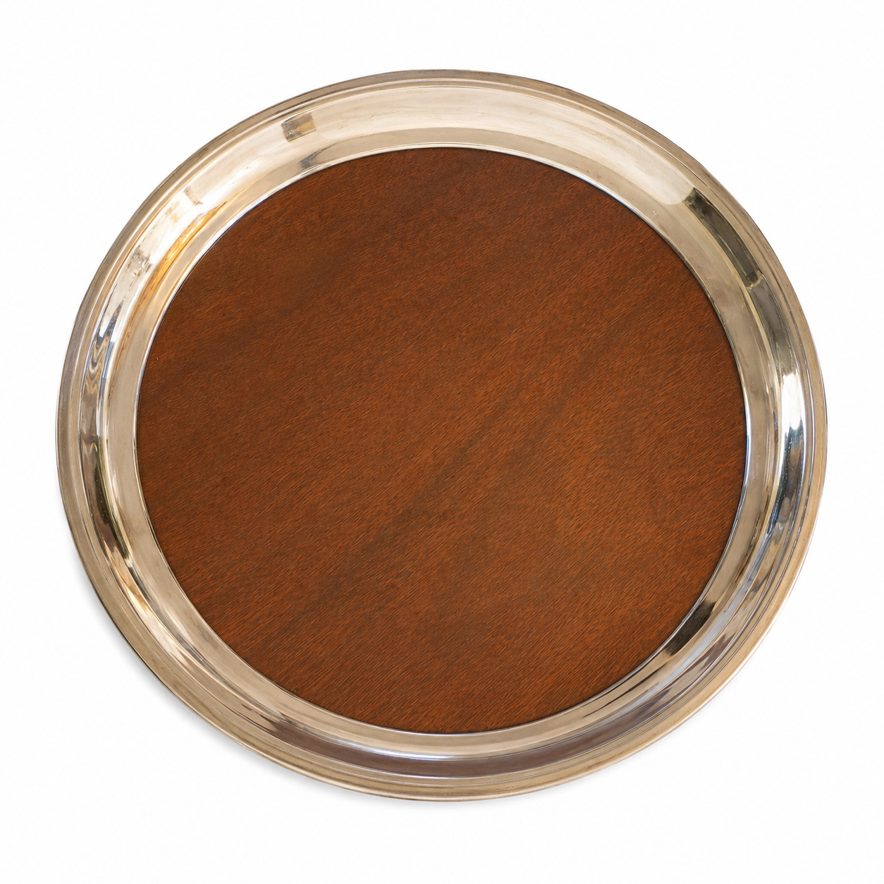 Vintage Silver-Plated Formica Serving Tray, 14”