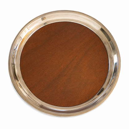 Vintage Silver-Plated Formica Serving Tray, 14”
