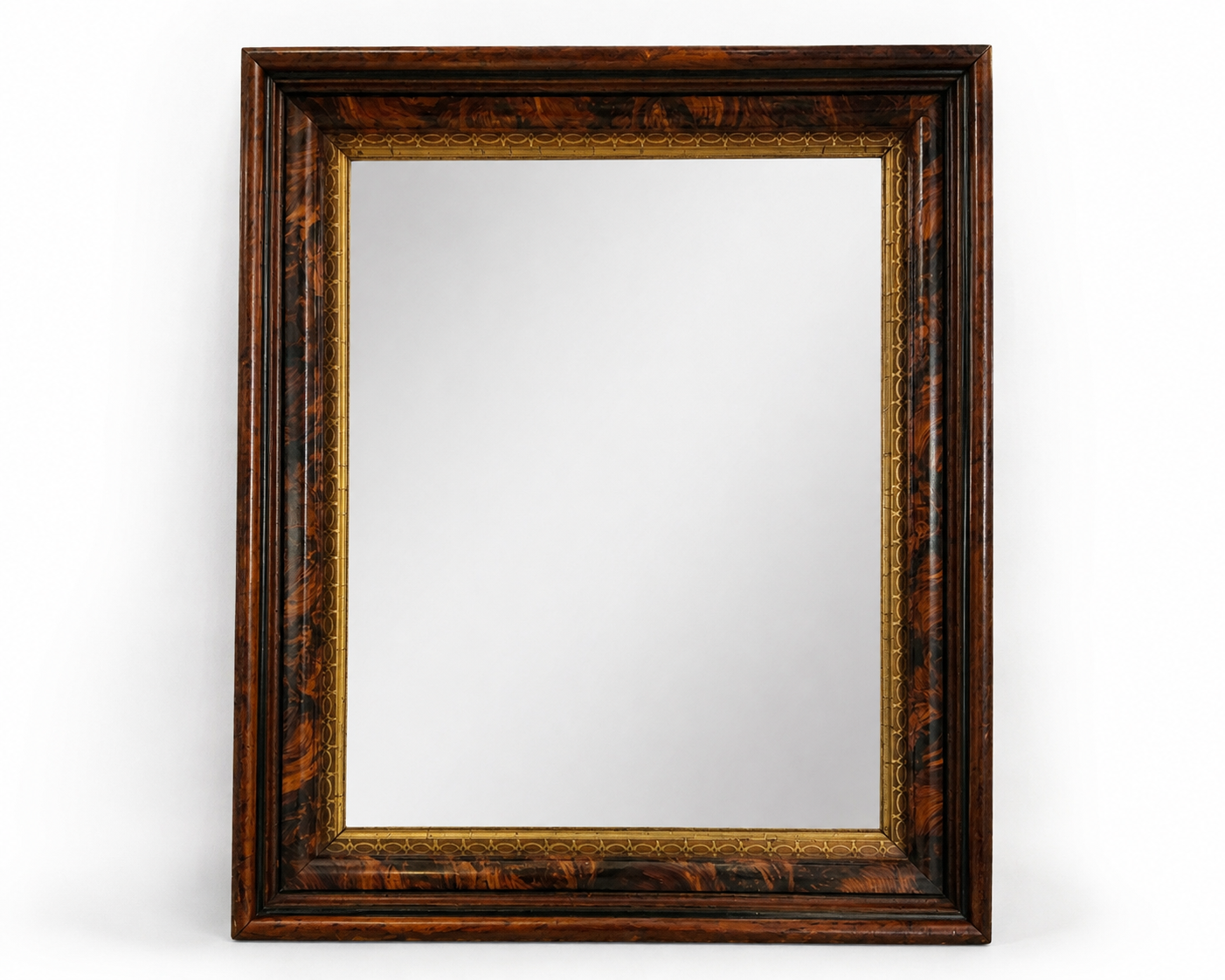 Vintage Burl Wood &amp; Gilt Wall Mirror