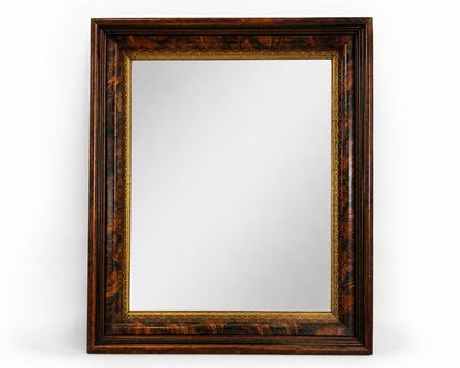 Vintage Burl Wood &amp; Gilt Wall Mirror