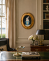 Pat McCarthy Bunny in Sèvres Blue Cachepot — Original Oil, Oval Gilt Frame