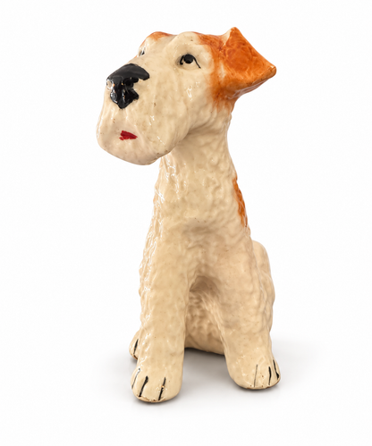 Vintage Hand-Painted Ceramic Terrier Dog Figurine