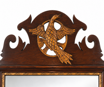 Antique Carved Wood Mirror with Eagle Crest