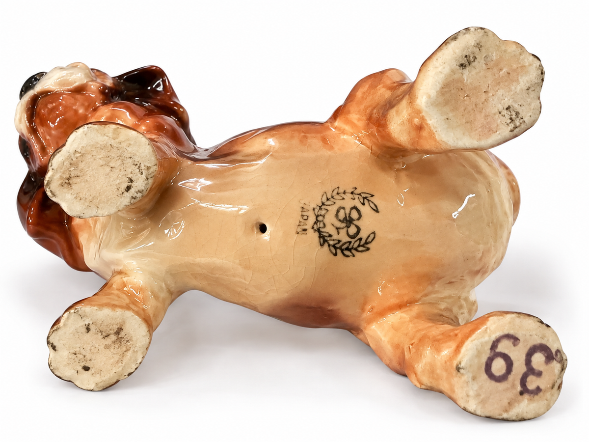 Vintage Glazed Ceramic Bulldog Figurine