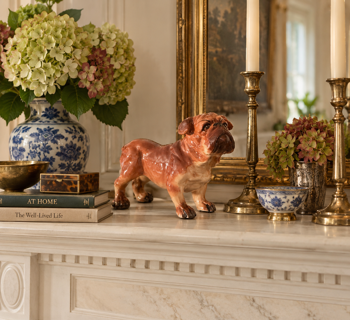 Vintage Glazed Ceramic Bulldog Figurine