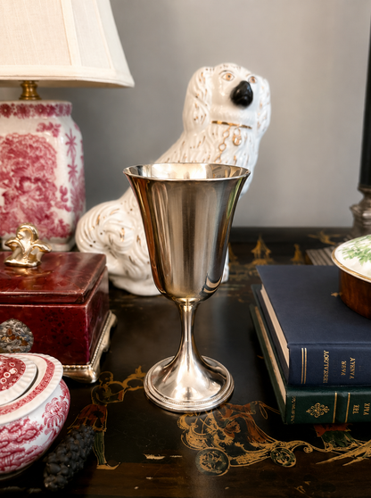Vintage Gorham silverplate chalice with rich natural patina, YC433 hallmark.