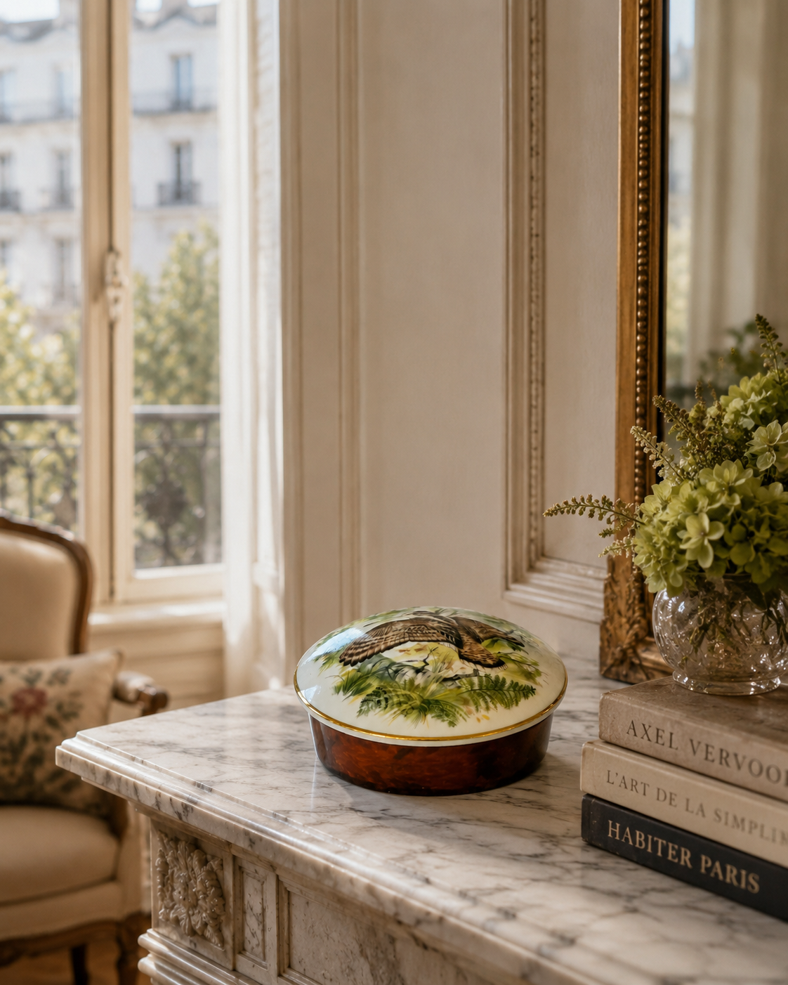 Limoges Woodcock Porcelain Box, Aratoria, France