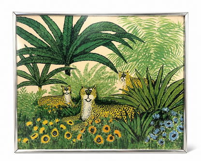 Vintage Jungle Leopard Print in Silver Frame