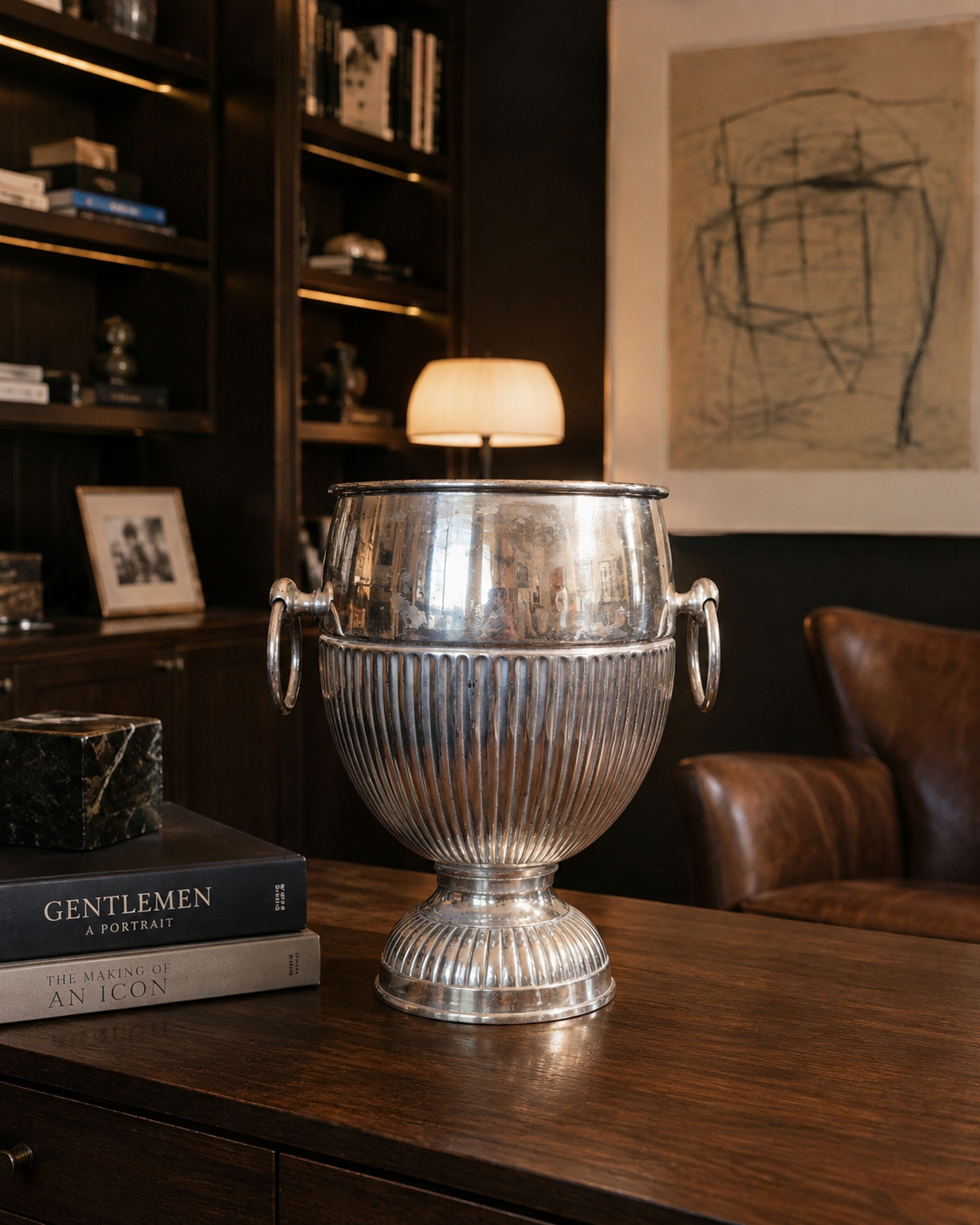 Vintage Silver-Plated Fluted Urn with Ring Handles