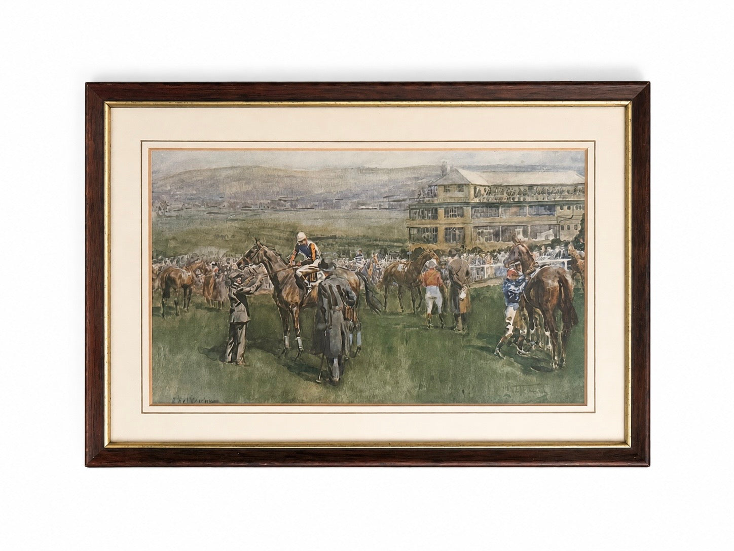 Lindor Edwards "Cheltenham" 1951 Vintage Racing Lithograph, Framed