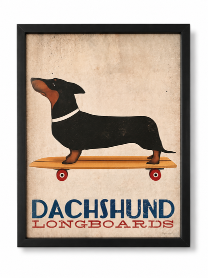 Dachshund Longboards" Vintage-Style Advertising Print