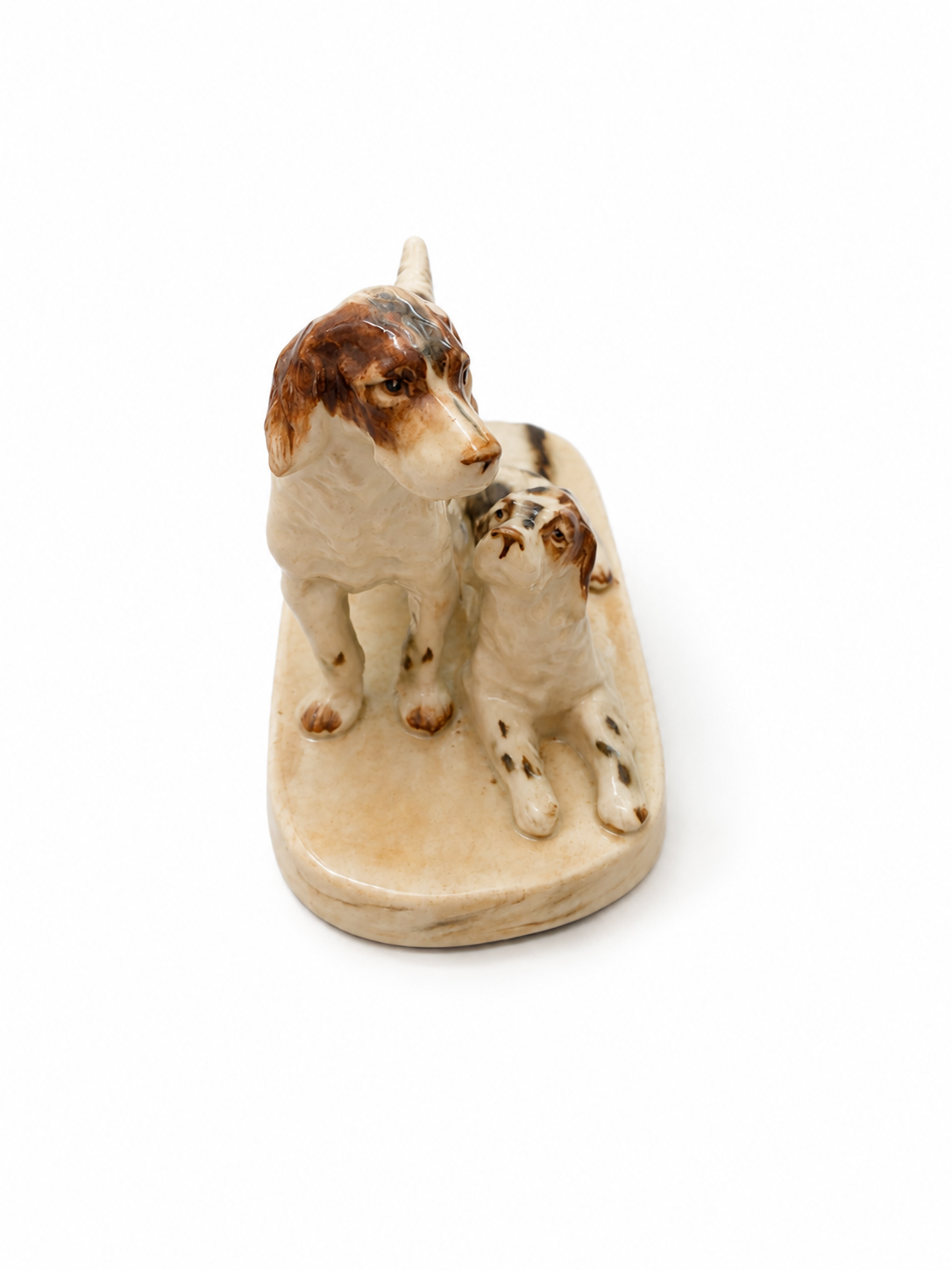 Vintage Japanese Porcelain Setter Dog Figurine Pair, Pointing &amp; Reclining