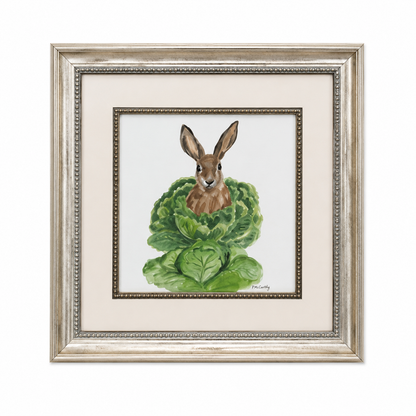 The Cabbage Patch Hare, Framed Watercolor, signed P. McCarthy