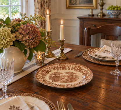 Vintage Franciscan Tonquin Transferware Platter – Brown Floral Landscape, Staffordshire England
