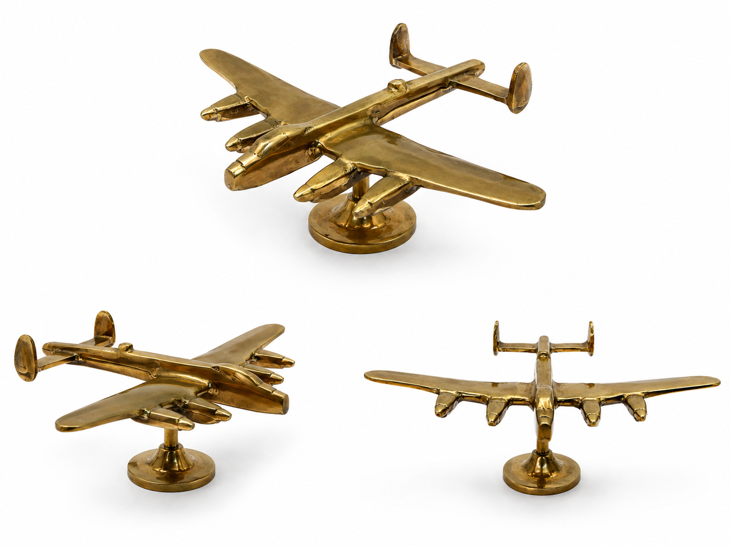 Vintage Brass Airplane Sculpture | Mid-Century Desk Decor