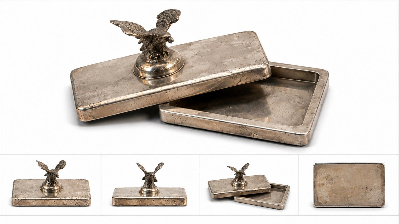 Vintage Silver Eagle Desk Box with Eagle Finial