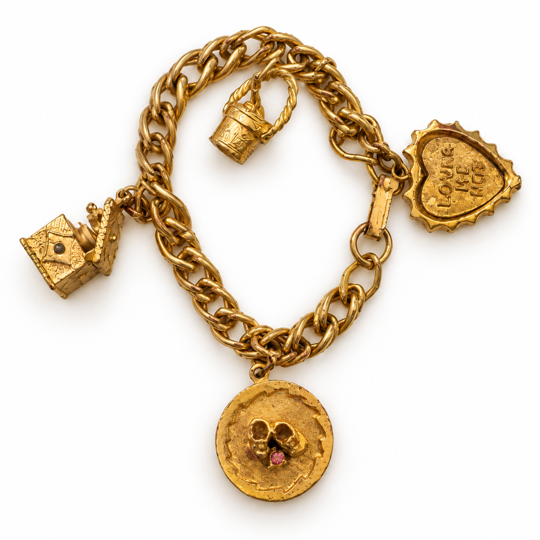 Vintage Gold-Tone Multi-Charm Bracelet