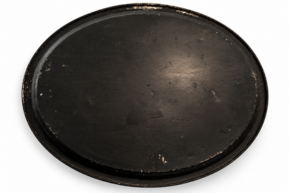 Vintage Black Lacquered Tray with Hand-Painted Winter Sleigh Scene