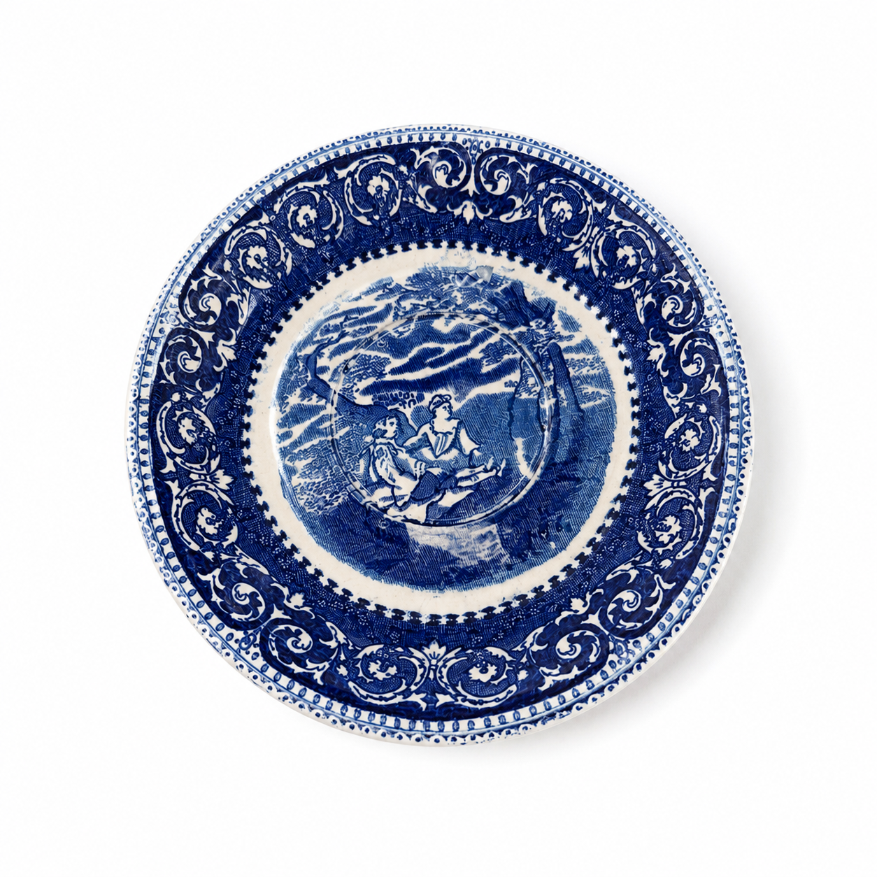 Vintage Rowland &amp; Marsellus Blue Transferware Plate, Staffordshire