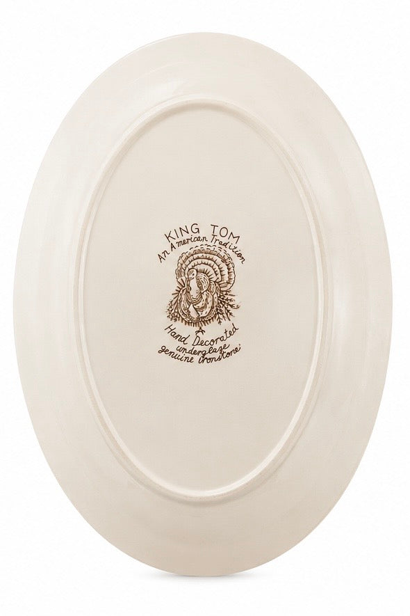 Vintage Turkey Transferware Platter, Brown Fruit &amp; Scroll Border