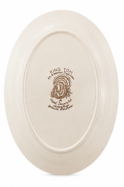 Vintage Turkey Transferware Platter, Brown Fruit &amp; Scroll Border