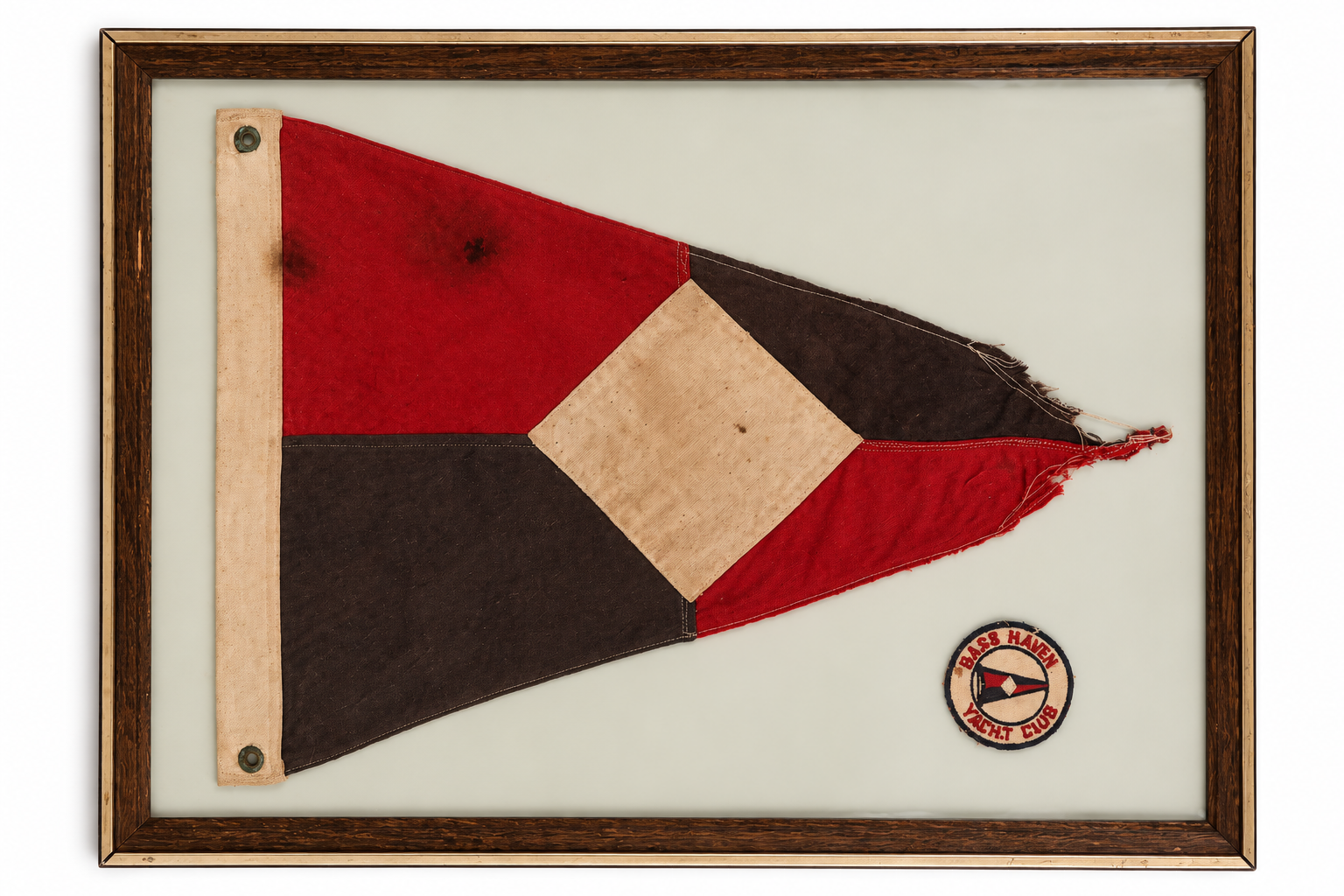Vintage Framed Nautical Pennant &amp; Yacht Club Textile Display