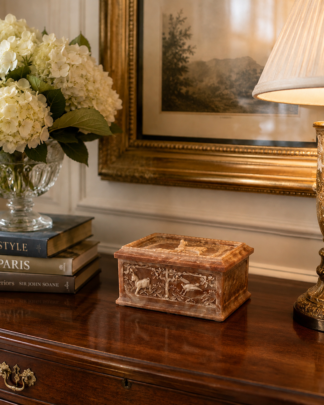 Mauve Incolay Vintage Decorative Box