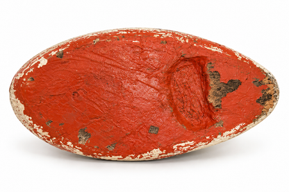 Vintage Wooden Duck Decoy – Distressed Red &amp; Cream Folk Art Sculpture