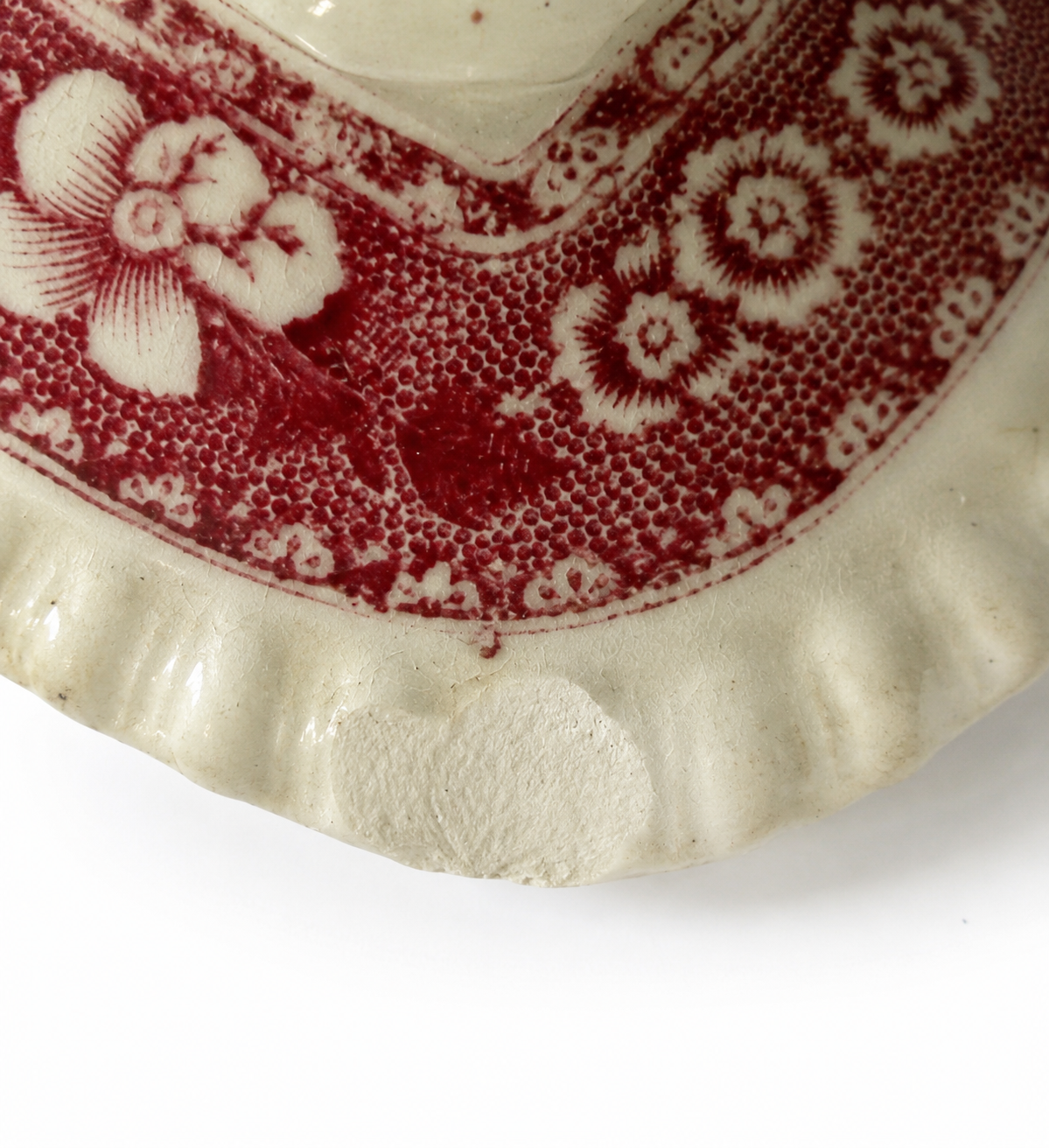 Antique Copeland Spode Red Transferware Covered Sugar Bowl, English Staffordshire Ironstone