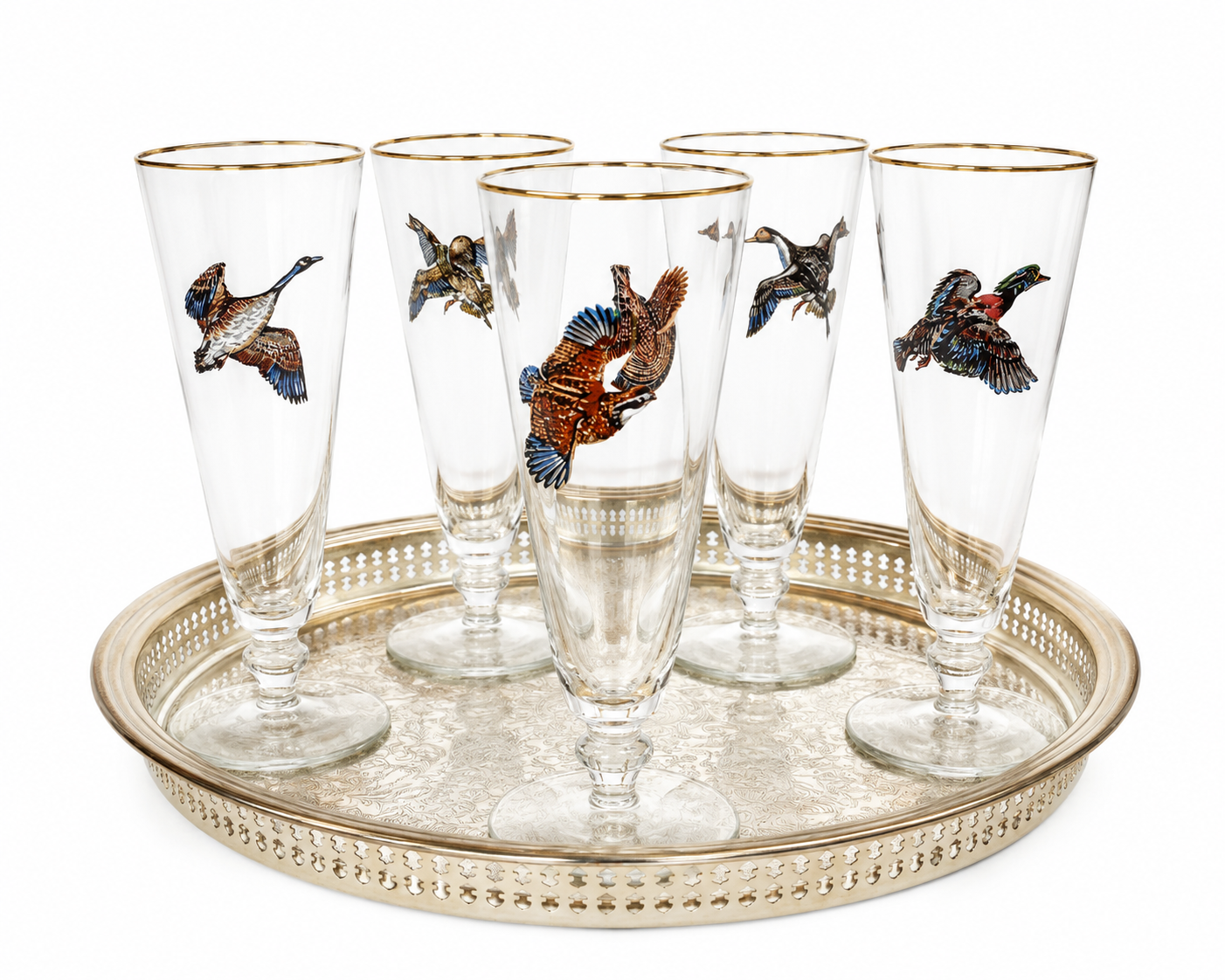 Vintage Sportsman Pilsner Glasses, Set of Six