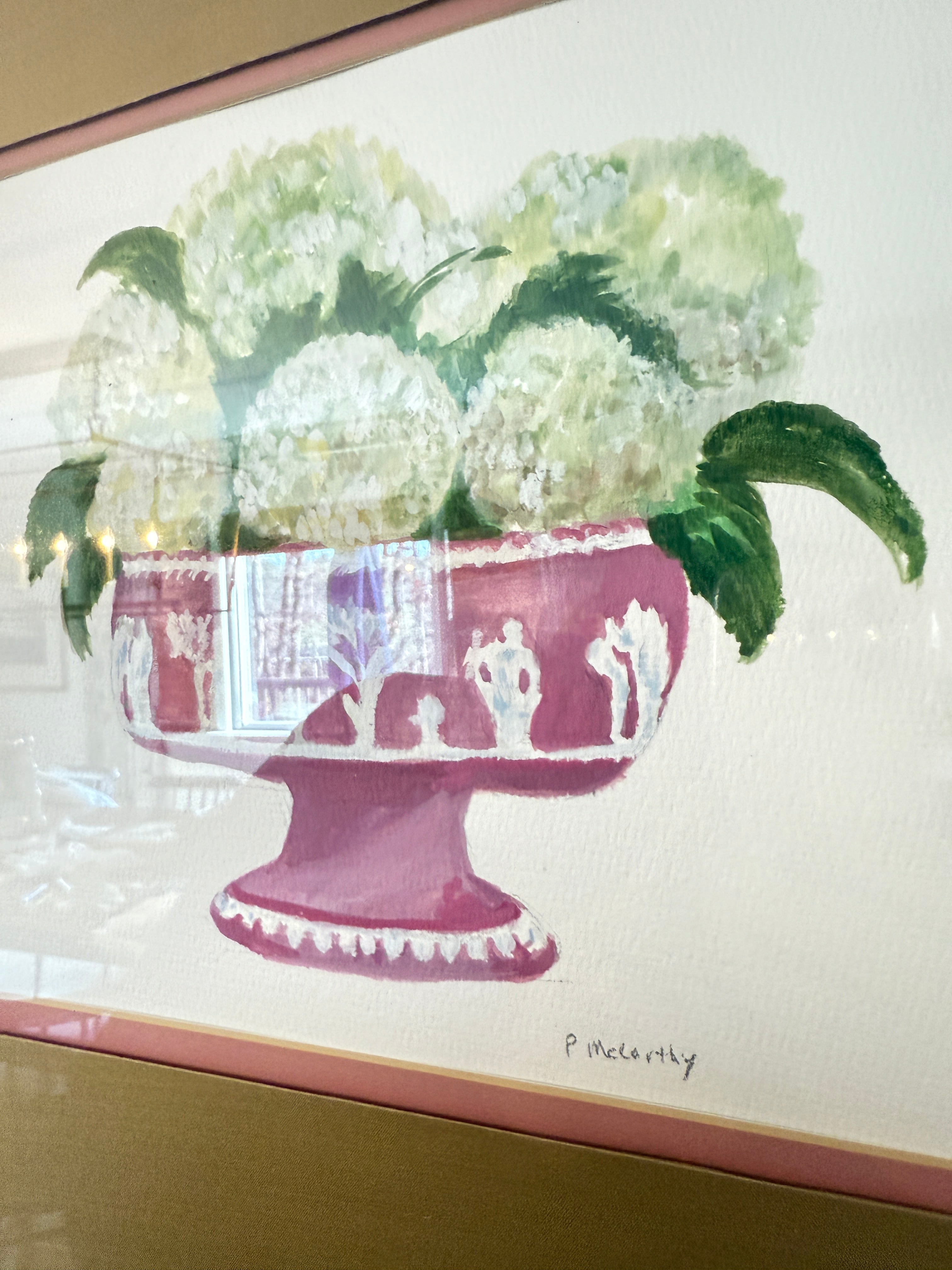 Pat McCarthy, Hydrangeas in Pink Jasperware Bowl