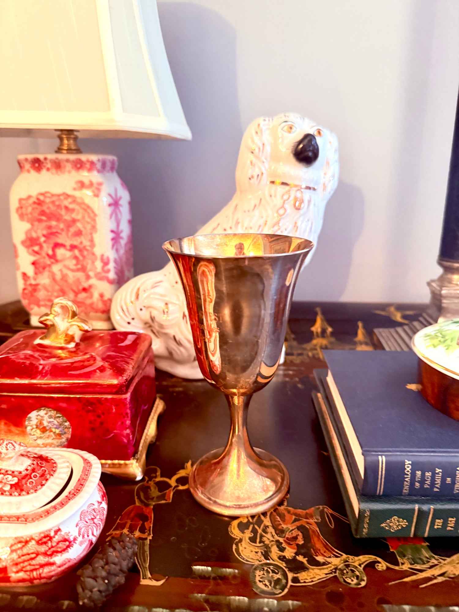 Vintage Gorham silverplate chalice with rich natural patina, YC433 hallmark.