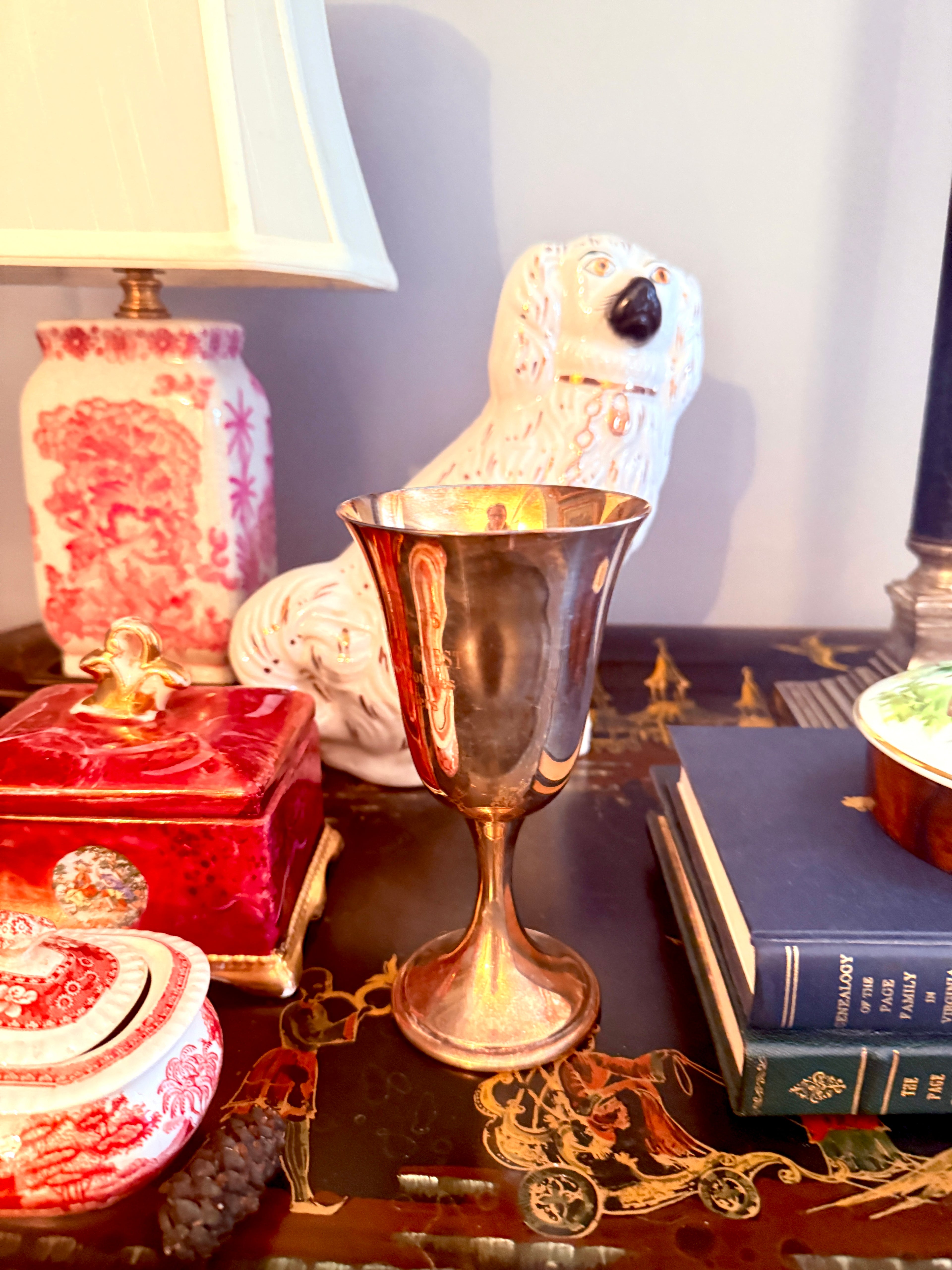 Vintage Gorham silverplate chalice with rich natural patina, YC433 hallmark.