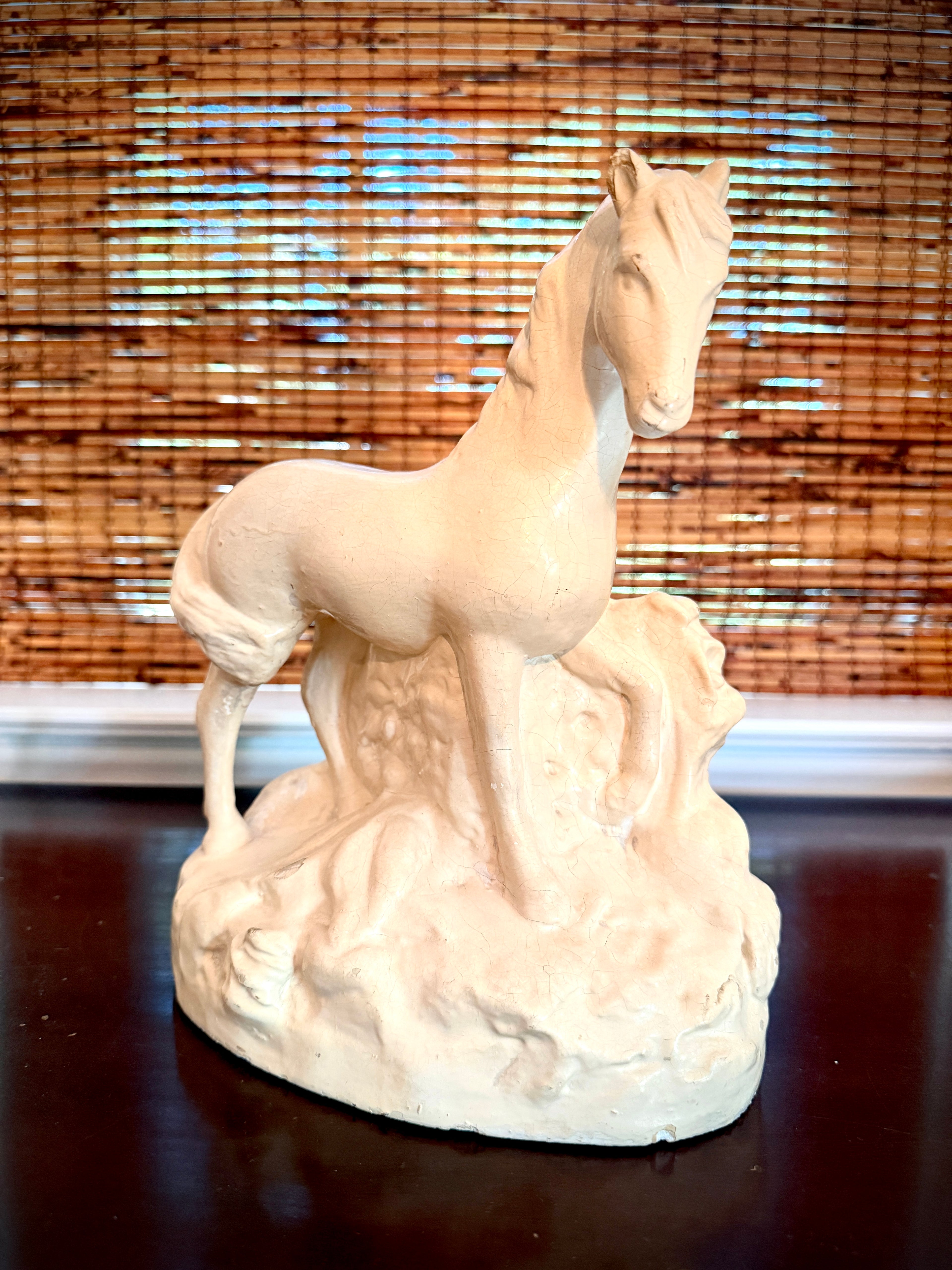 Vintage Chalkware Horse Sculpture, Attributed to Maddux of California — 1950s
