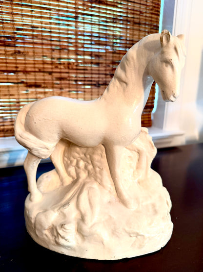 Vintage Chalkware Horse Sculpture, Attributed to Maddux of California — 1950s