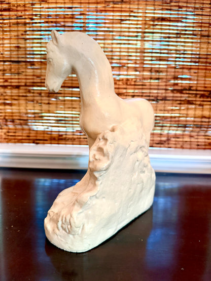 Vintage Chalkware Horse Sculpture, Attributed to Maddux of California — 1950s